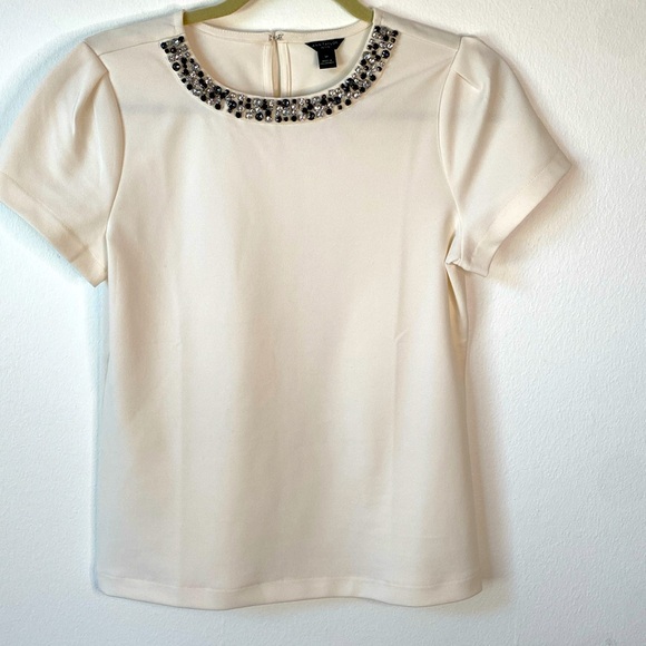 Ann Taylor Rhinestone Embellished Petite Small Blouse - Picture 1 of 7